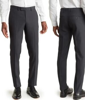 SOUL OF LONDON Men's Slim Fit Dress Pants Size 31R Gray Flat Front NWOT